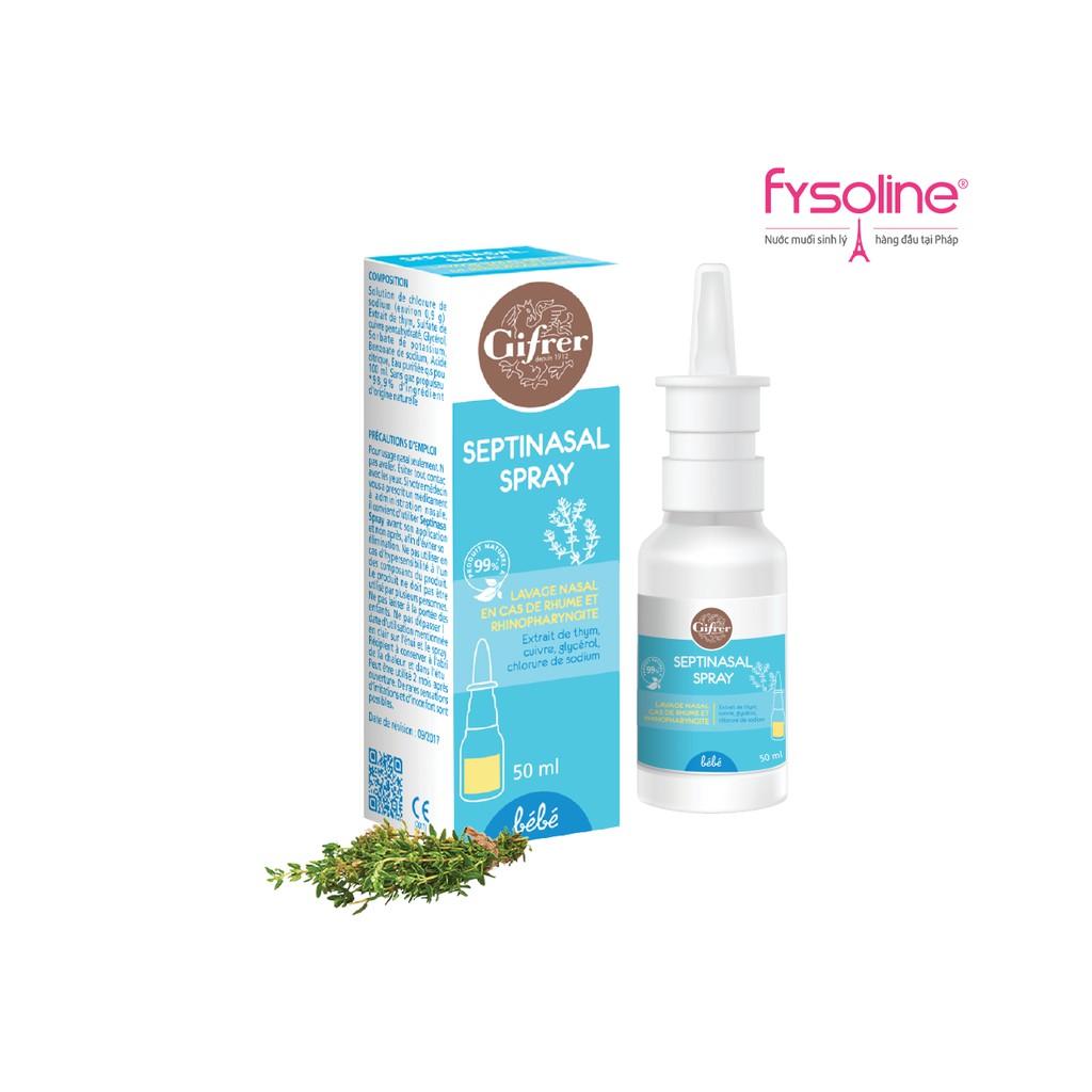 Fysoline - Xịt muối Kháng khuẩn Pháp 50ml - Hỗ trợ nghẹt mũi, viêm mũi, sổ mũi