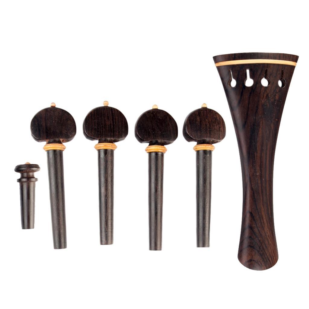 1 Set Ebony 4/4 Violin Parts with Tailpiece Tuner Tuning Peg