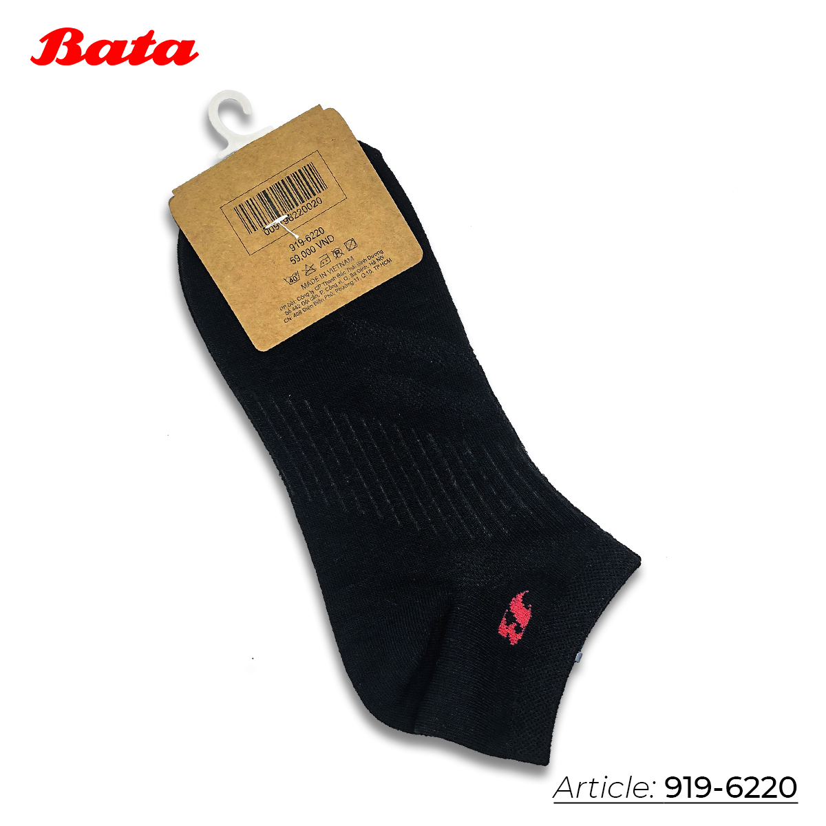 Tất cotton nam nữ Thương hiệu Bata Màu Đen 919-6220