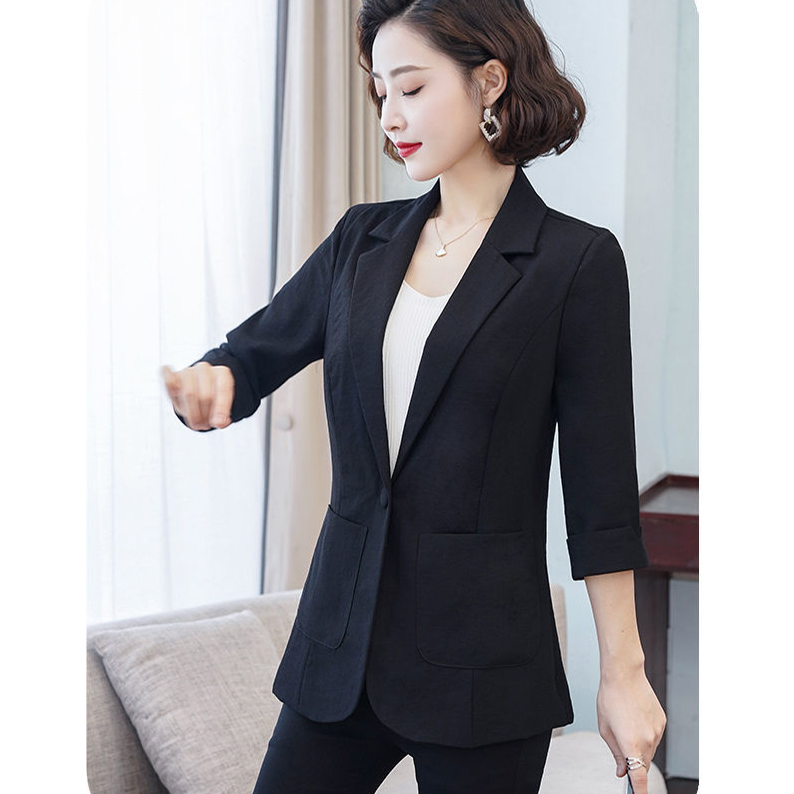 Áo vest blazer nữ Linen demi tay lỡ trẻ trung, thời trang hè thu 2021