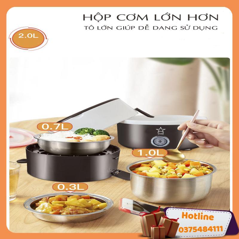 Hộp Cơm Hâm Nóng Điện 3 Tầng Inox Cao Cấp - Hàng Loại 1