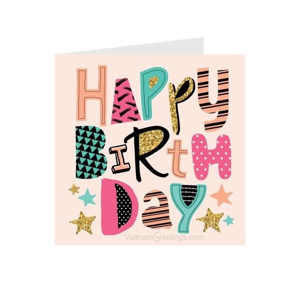 Thiệp sinh nhật Birthday - Thiệp Grey nhỏ 9x9cm kèm phong bì - 09BD52