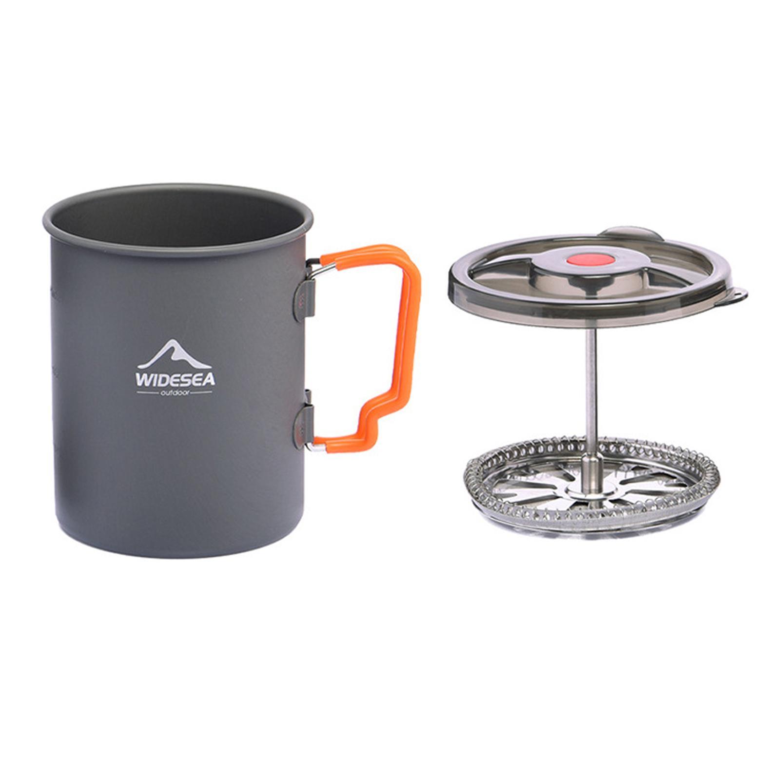 750ml Camping Coffee Pot Camp Cooking Pot with Filter Mesh for Picnic