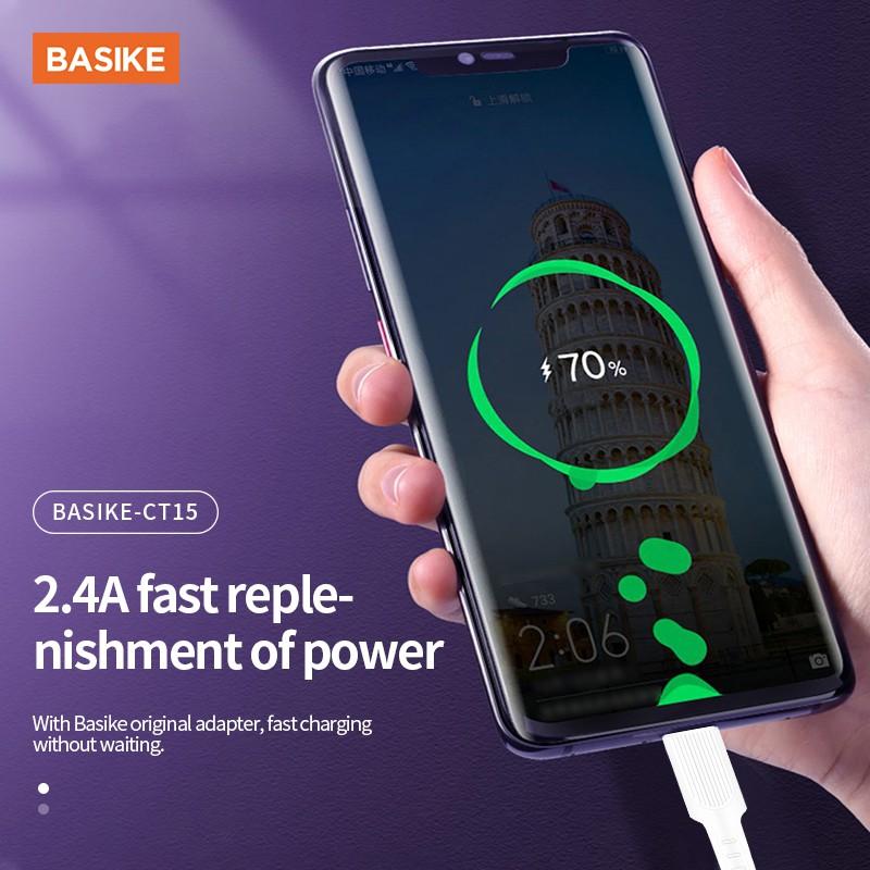 Cáp sạc điện thoại BASIKE CT15 2.4A 1M hỗ trợ sạc nhanh + truyền dữ liệu phù hợp với điện thoại Android Xiaomi-Hàng chính hãng