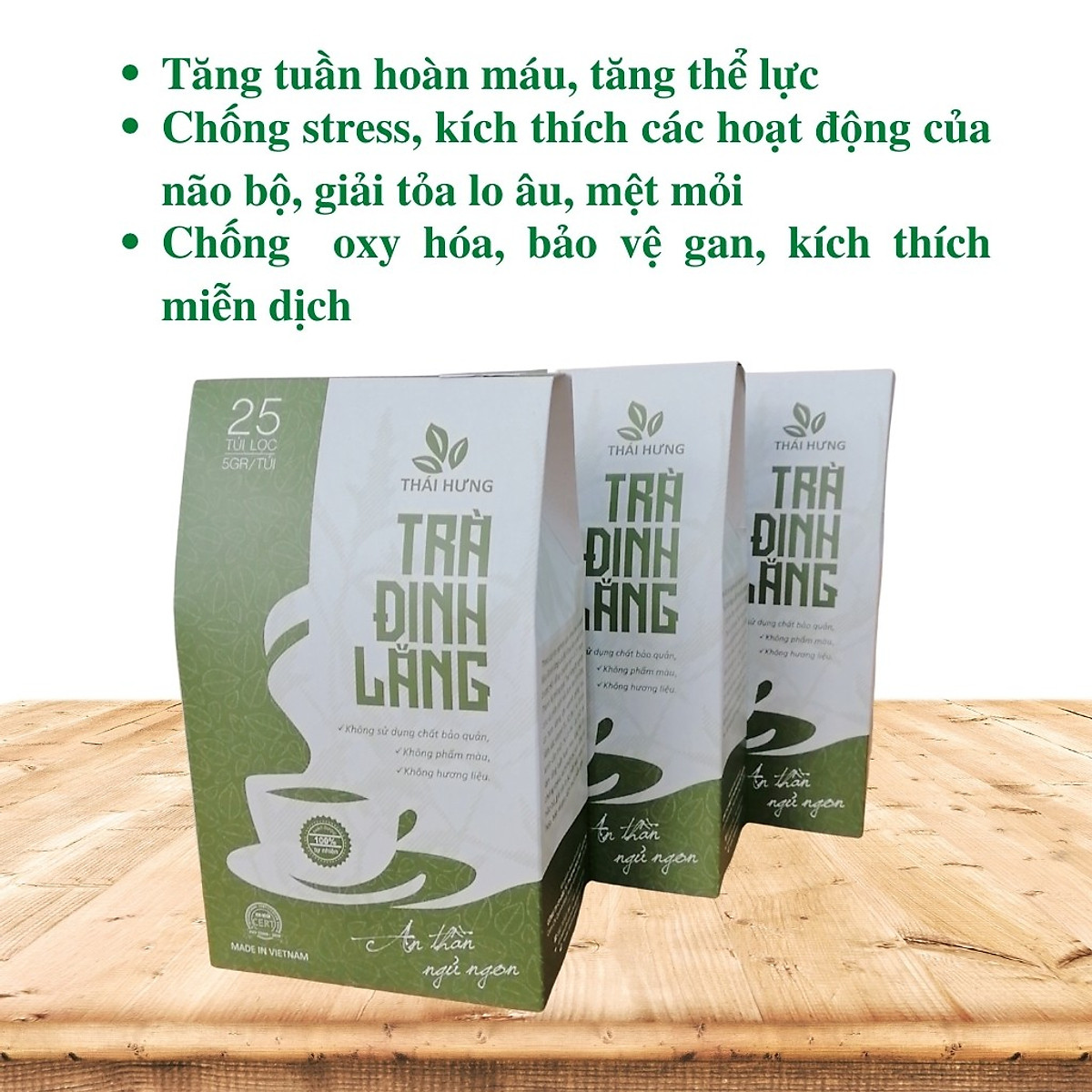 Trà Đinh lăng Thái Hưng An thần, giảm stress, ngủ ngon 25 túi lọc 5g