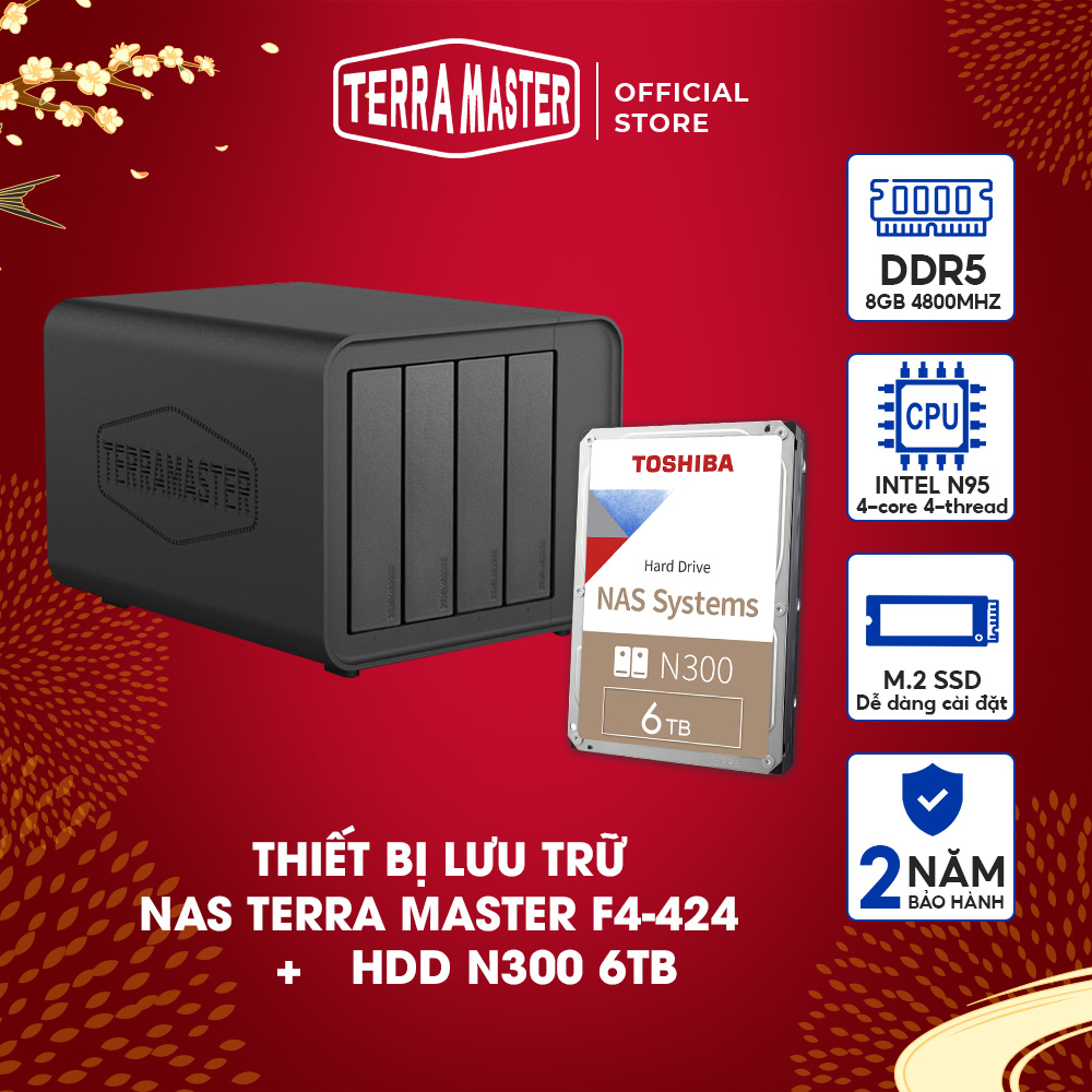 Bộ Ổ cứng mạng NAS TerraMaster F4-424+NAS N300 Hàng chính hãng