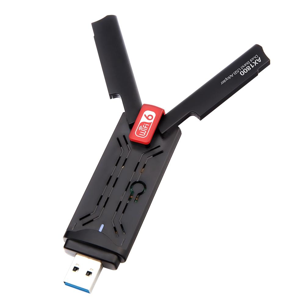1800Mbps WiFi6 USB3.0 WiFi Adapter 2.4Gand5G Dual-band Wireless Network Card with High-gain Antennas Support Win7/Win10/Win11
