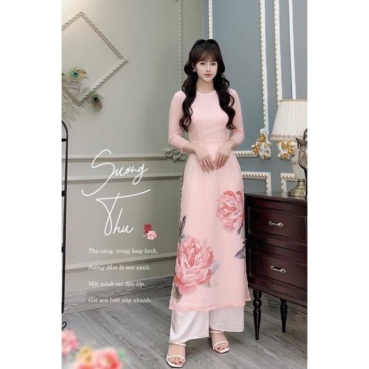 Áo dài hoa sang chảnh cao cấp