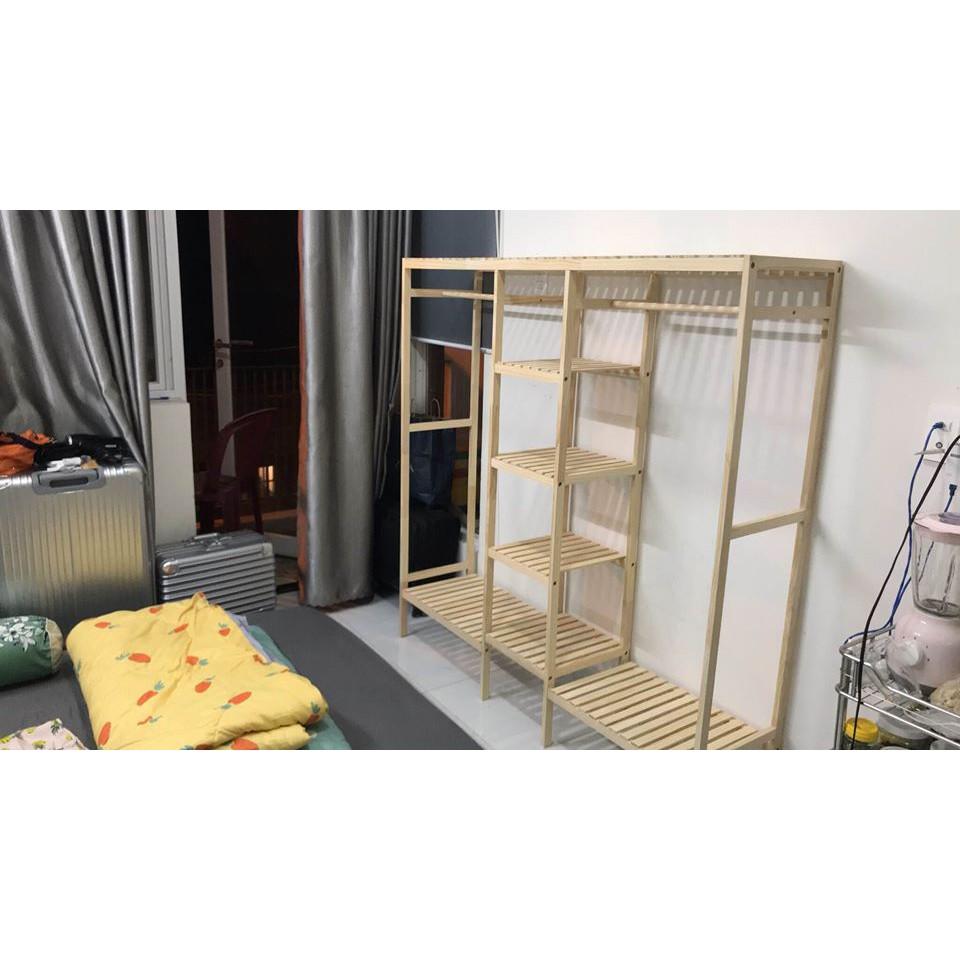 Kệ Treo Quần Aó Tripple Hanger 3 Buồng Gỗ Thông NHập Khẩu