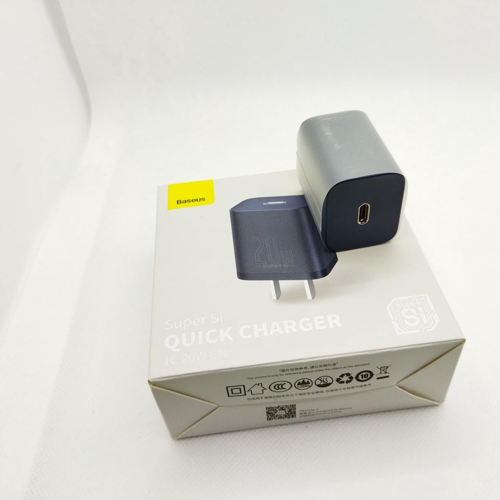 Bộ sạc nhanh 20W USB Type C Baseus Super SI Quick Charger QC3.0 cho iPhone 12 (1C, 20W, Chân dẹt) - Hàng chính hãng