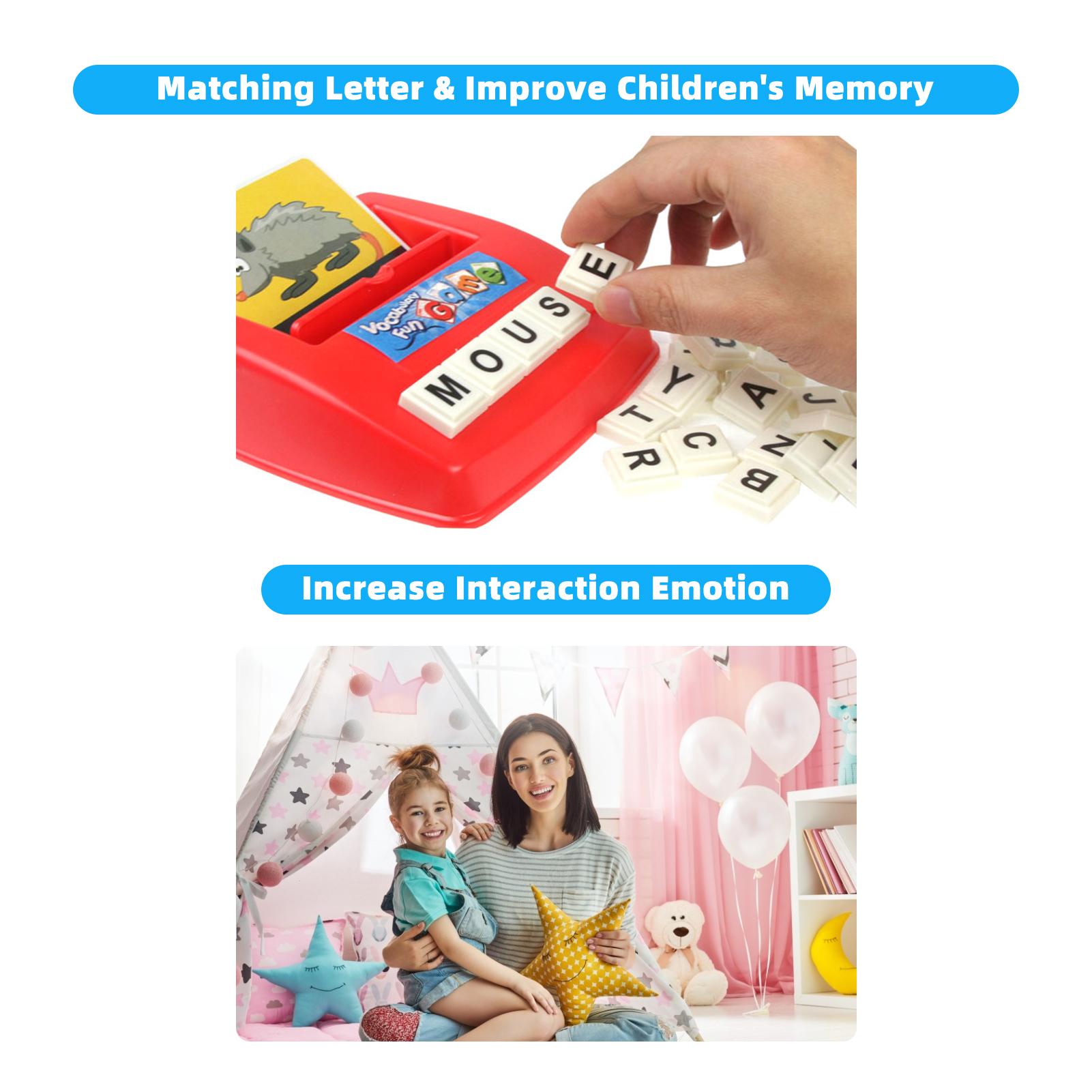 Matching Letter Game Alphabet Word Spelling and Recognition with 26pcs Capital Letter Blocks 30pcs Word Cards Preschool