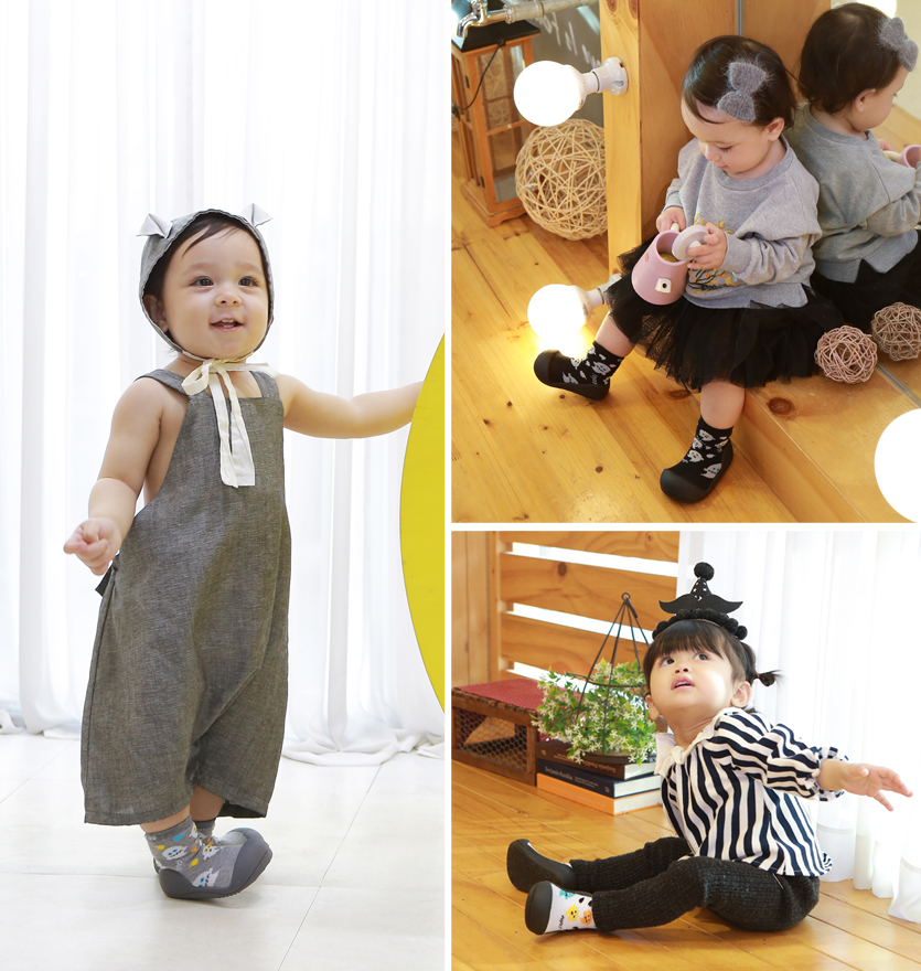 Attipas Halloween - Gray/ AT009 - Giày tập đi cho bé trai /bé gái từ 3 - 24 tháng nhập Hàn Quốc: đế mềm, êm chân &amp; chống trượt