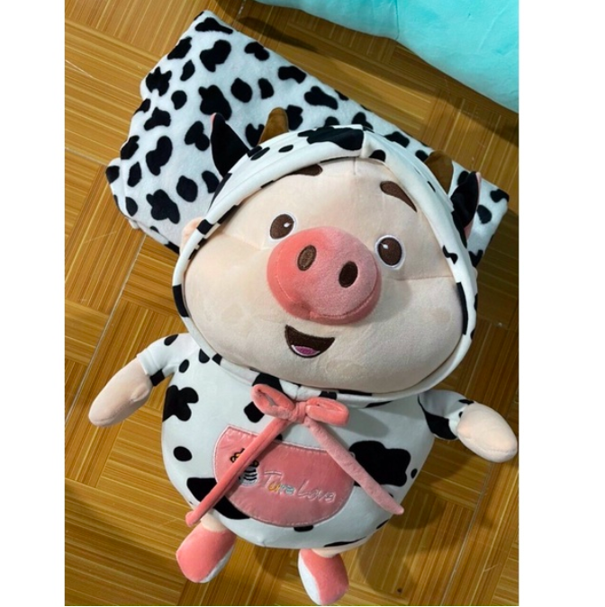 Thú nhồi bông heo tiktok cosplay bò sữa - Size từ 35cm đến 45cm -Quà tặng gấu. bông heo tiktok đáng yêu êm mịn