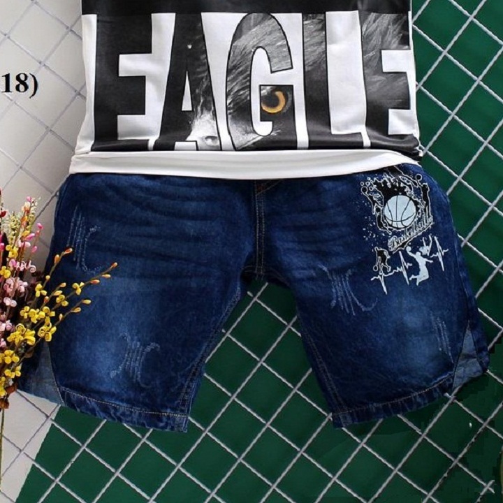 K8218 Bộ áo thun và quần jean lửng cho bé trai từ 28-40kg