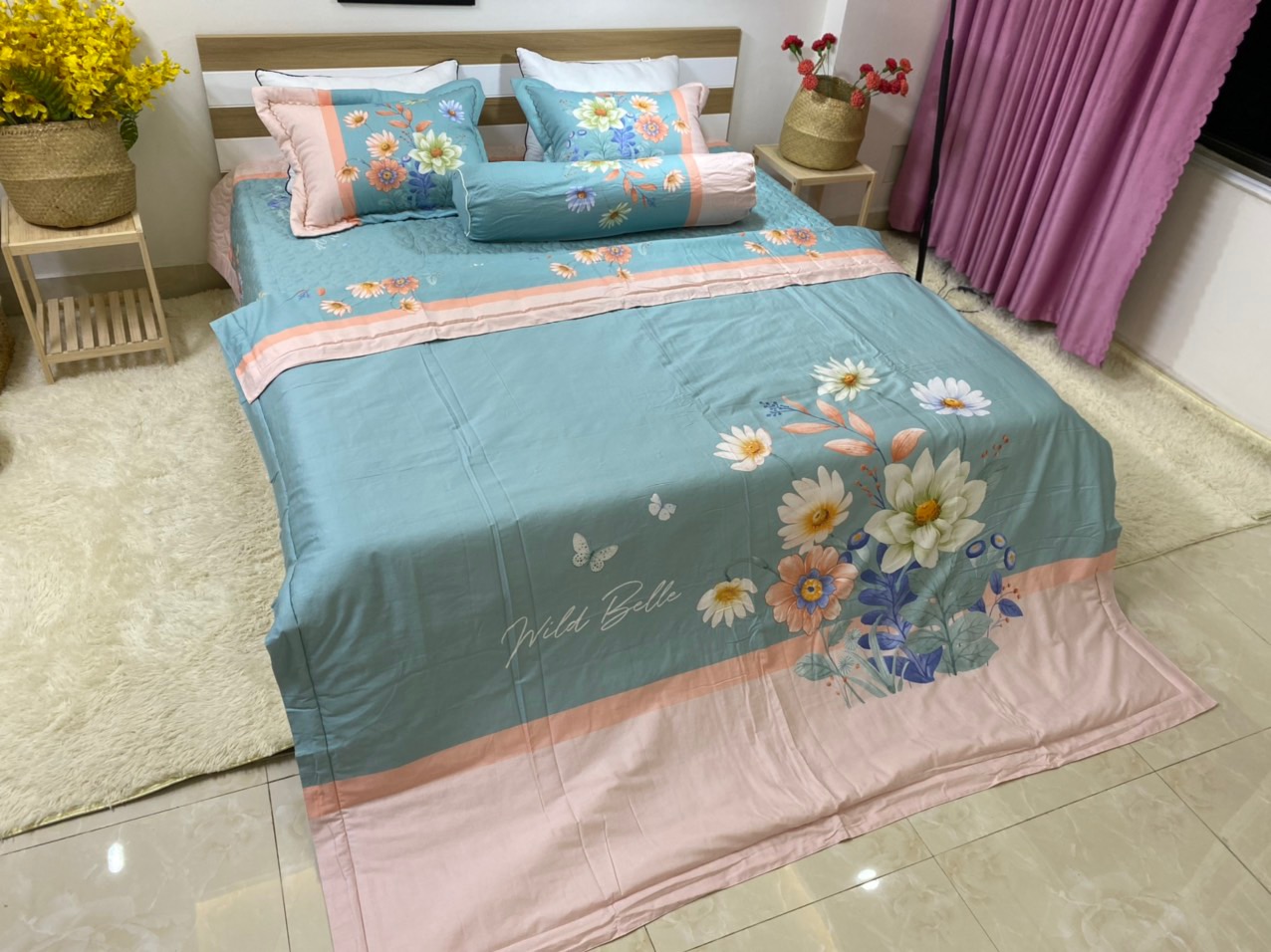 Bộ chăn ga gối Cotton siêu mát xịn sò