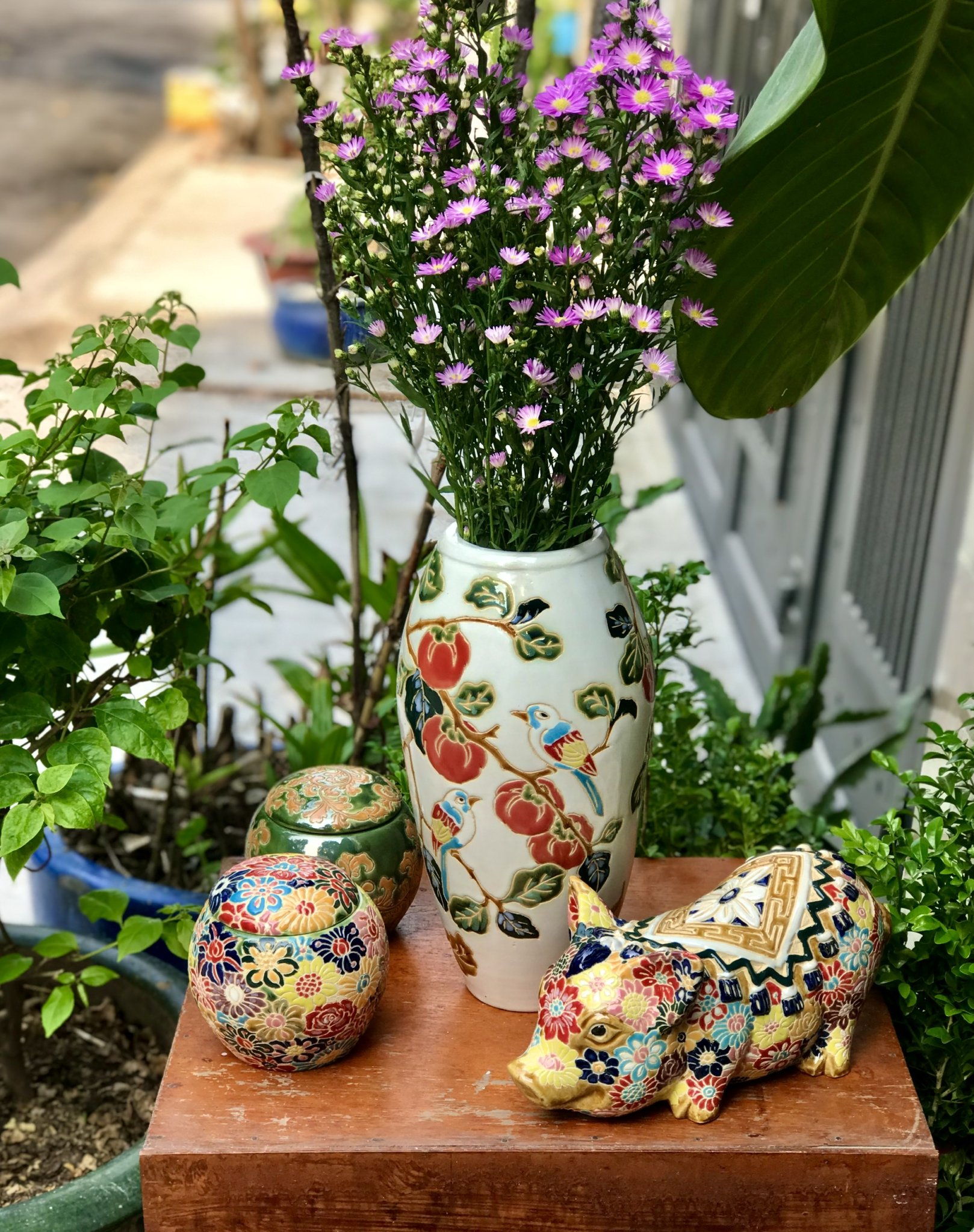 BÌNH HOA CHIM ĐÀO GỐM SỨ NAM BỘ