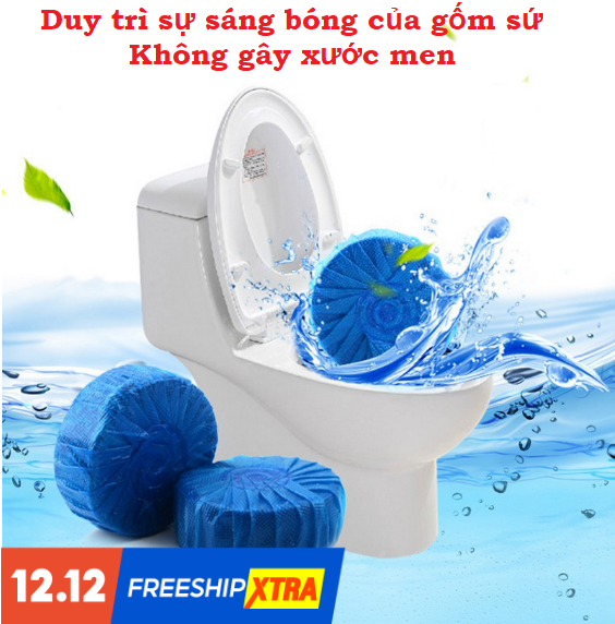 Viên khử mùi tẩy bồn cầu toilet sạch bóng (1 bịch 10 viên), sáp chống ố vàng mùi hôi, diệt sạch vi khuẩn gây hại