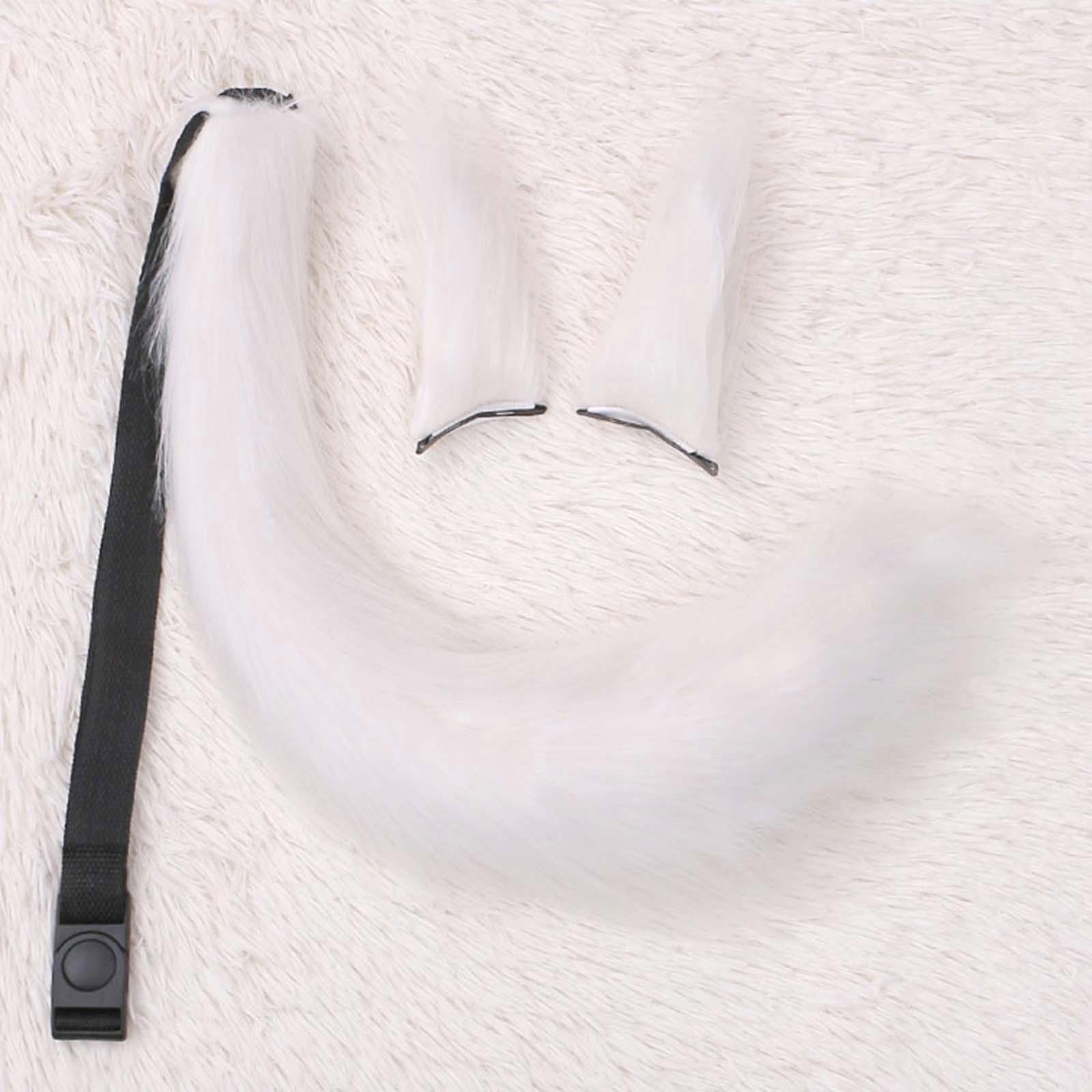 3x Plush Ears and Tail Set Lolita Cosplay Hair Accessories Headdress for Kids Adult