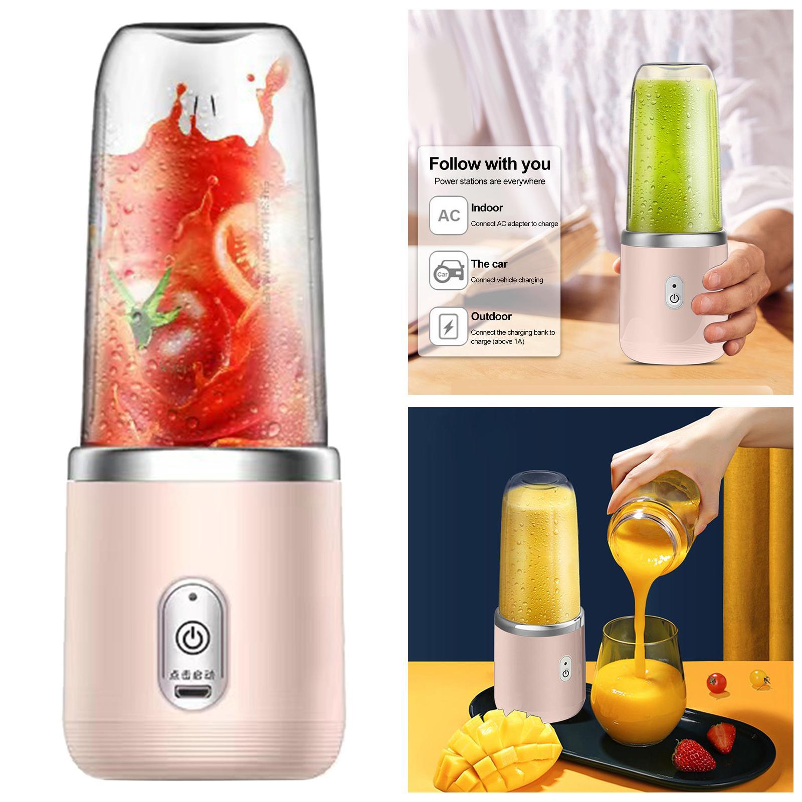 6 Blades Mini Juicer Cup Extractor, Fruit Squeezer, USB Rechargeable, 400ml Portable Blender for Shakes Smoothies Baby Food Fruit Machine