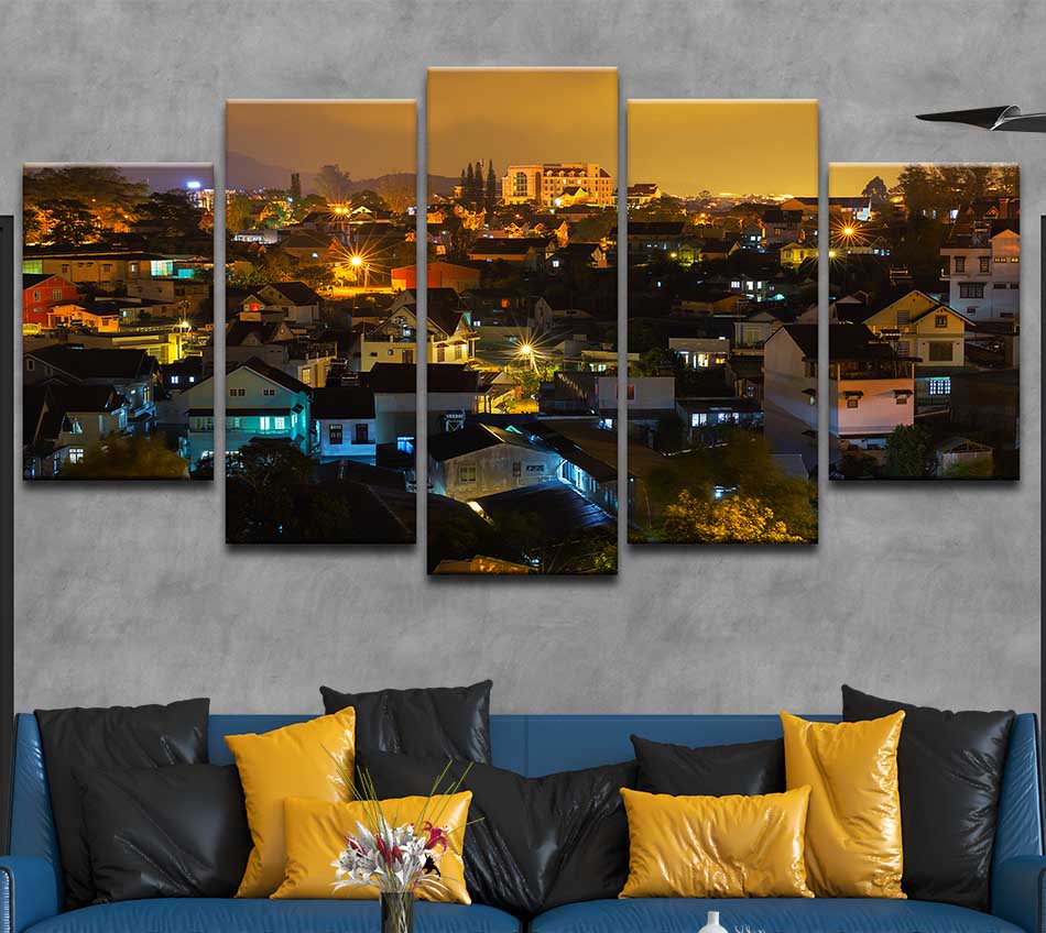 Bộ 5 tranh canvas treo tường phong cảnh thành phố Đà Lạt - B5T037