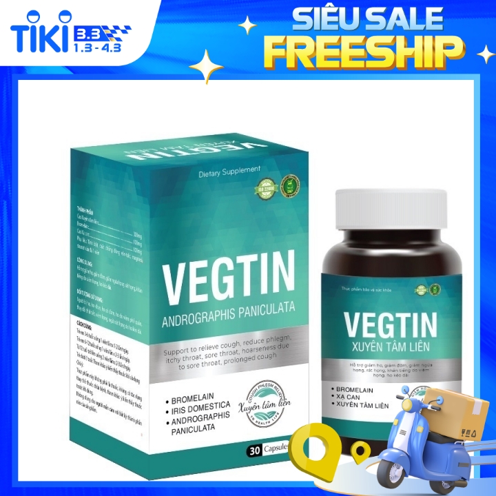 Viên Uống Vegtin Xuyên Tâm Liên ICOPHAR - Hỗ Trợ Giảm Ho, Giúp Phòng Ngừa Vi Khuẩn, Virut, Tăng Sức đề kháng