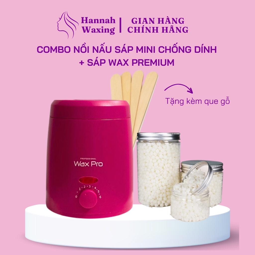Combo 100gr Sáp Premium + Nồi Nấu Sáp Wax Lông Chống Dính Mini HANNAH WAXING Tặng Que