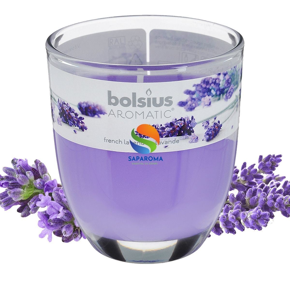 Ly nến thơm tinh dầu Bolsius French Lavender 105g QT024340 - hoa oải hương, nến trang trí, thơm phòng, thư giãn, Hỗ trợ khử mùi