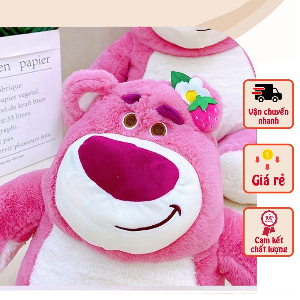 Gấu dâu ️Dáng Dứng nhạt size 105cm cao 90 cm - Gấu Lotso hàng nhập cao cấp có mùi thơm bông mịn