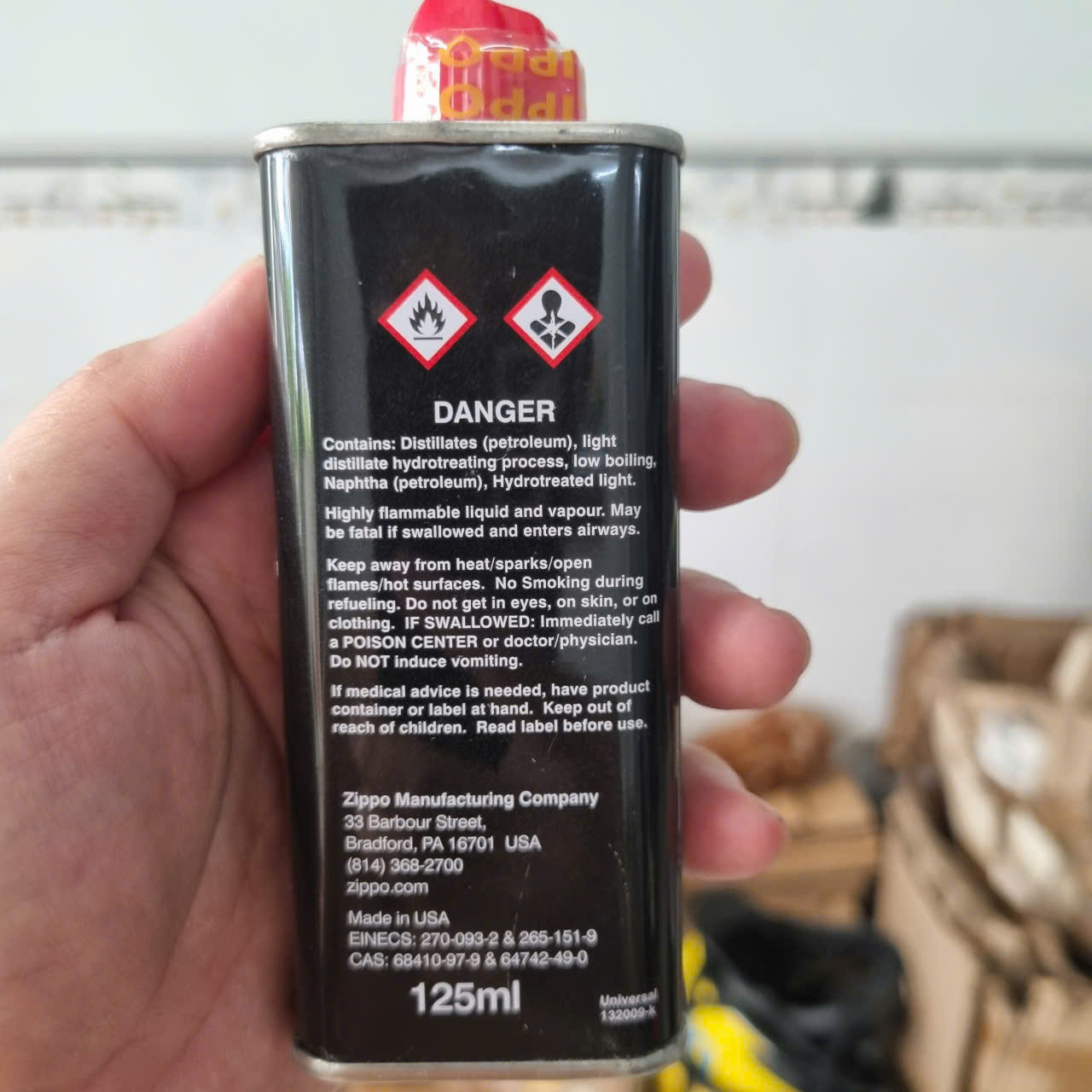 Bình xăng Zippo loại rẻ 125ml dùng cho hộp quẹt Zippo, bật lửa Zippo chuyên dụng