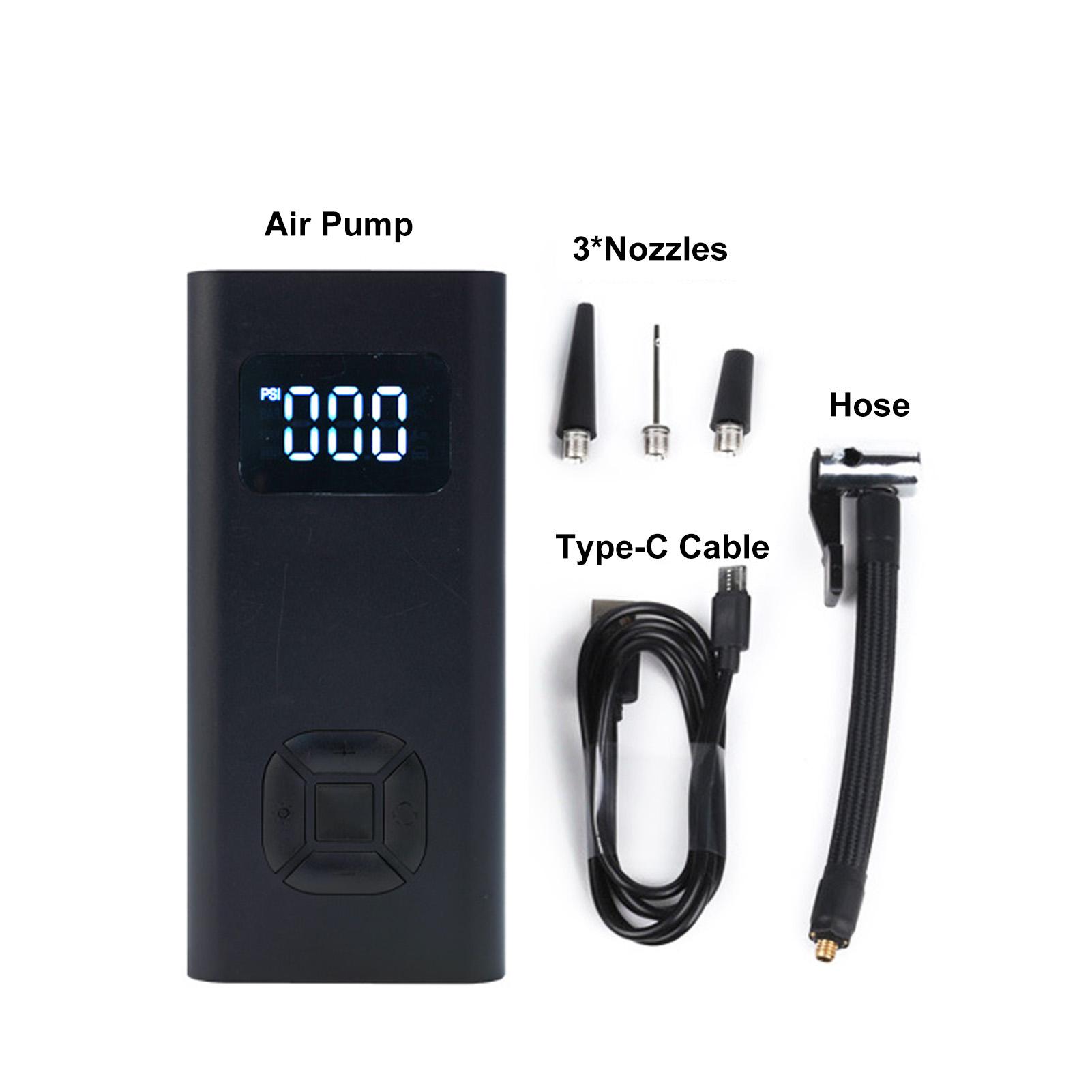 Tire Inflator Portable Air Compressor Digital Pressure Gauge with LEDs Light USB Rechargeable 150PSI Electric Air Pump