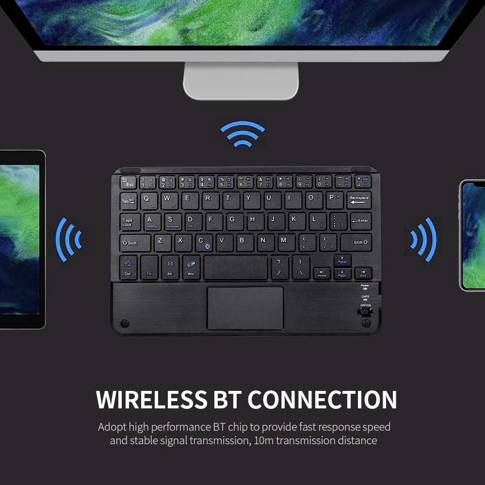 Wireless BT 3.0 Keyboard 59 Keys Ultra-slim Mini BT Keyboard with Touch Pad Support Android Windows iOS System for