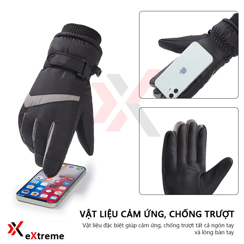 Găng tay nam nữ đi xe giữ ấm eXtreme GT2202 bao tay đi phượt chống gió, chống nước, cảm ứng điện thoại dày dặn, ấm áp