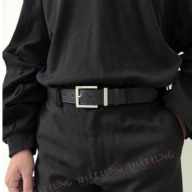 Thắt lưng dây nịt bản to Unisex Maxshopdoc vuông nam nữ cao cấp mặt chì Caption bản 3.3cm
