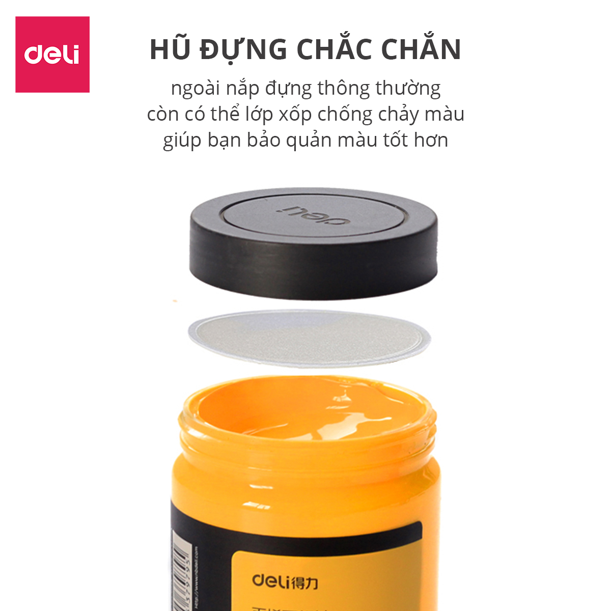 Màu Acrylic 300ml cao cấp dạng hũ Deli - Tô đất sét, đất nặn tự khô, vẽ vải, giày, đa chất liệu, tươi sáng, nhanh khô - Nhiều màu sắc - 73875