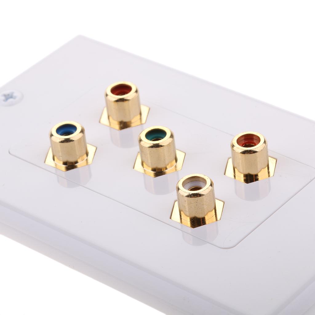 Wall Plate 5 RCA Component Video Audio AV Gold Plated Connector, Decoration
