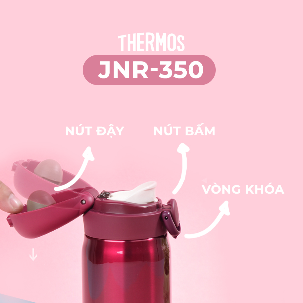 Bình giữ nhiệt Nhật Bản inox Thermos nút bấm 350ml JNR 350 - Hàng chính hãng - Light Blue