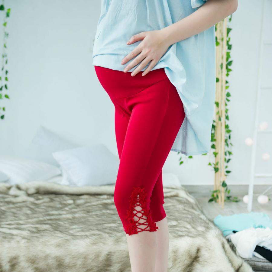 Quần legging bầu emum phối ren lửng