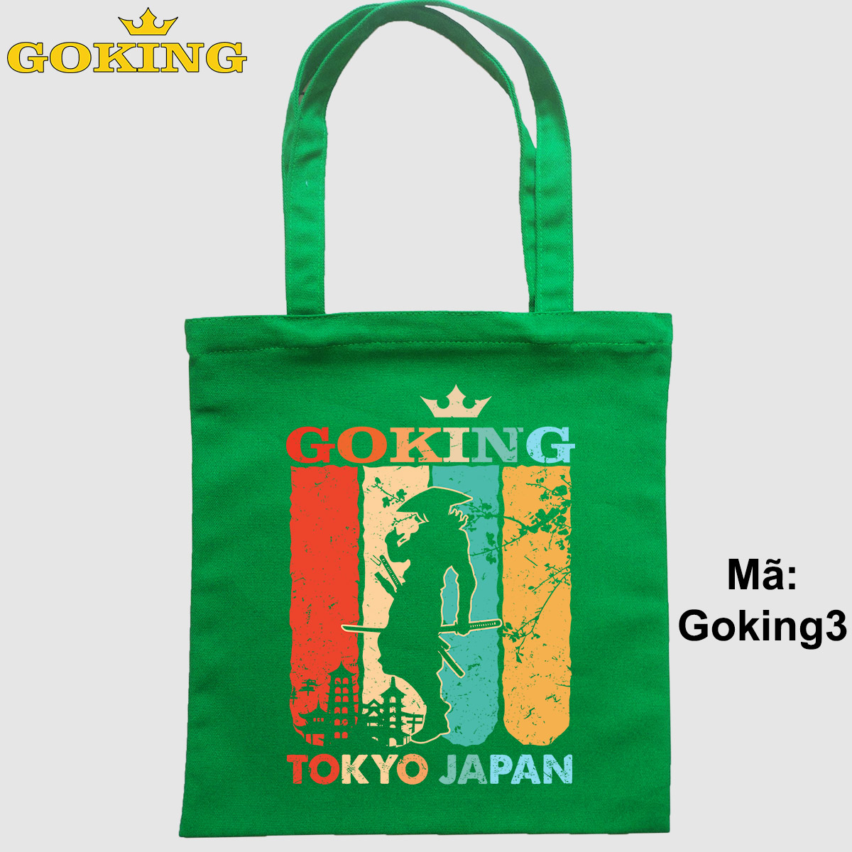 Túi xách in hình SAMURAI cá tính, mã Goking3. Quà tặng cao cấp cho gia đình, nam nữ cặp đôi, hội nhóm, doanh nghiệp
