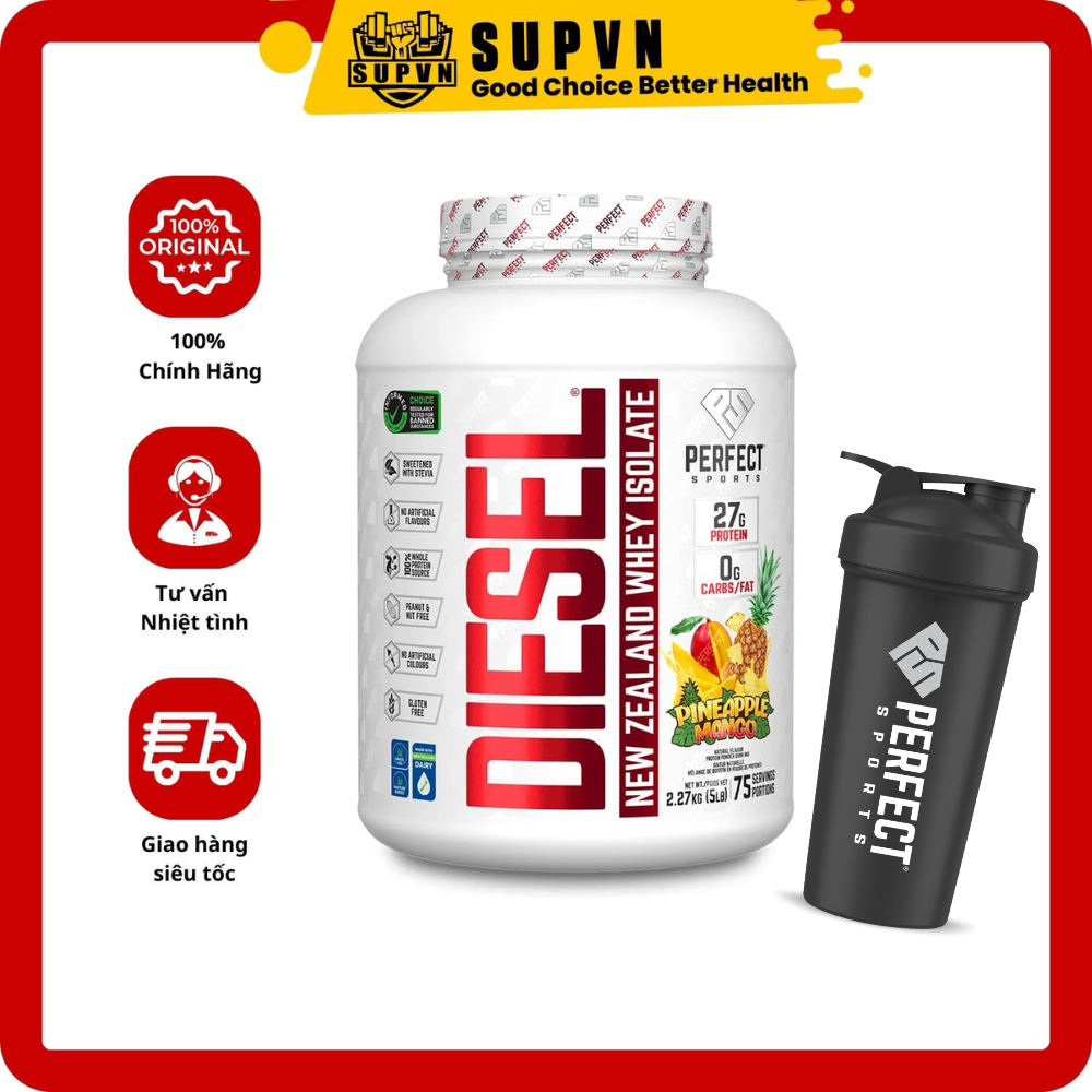 DIESEL NEW ZEALAND WHEY PROTEIN ISOLATE 5LBS - SỮA TĂNG CƠ SIÊU TINH KHIẾT PERFECT SPORTS TEM KIM ĐIỀN