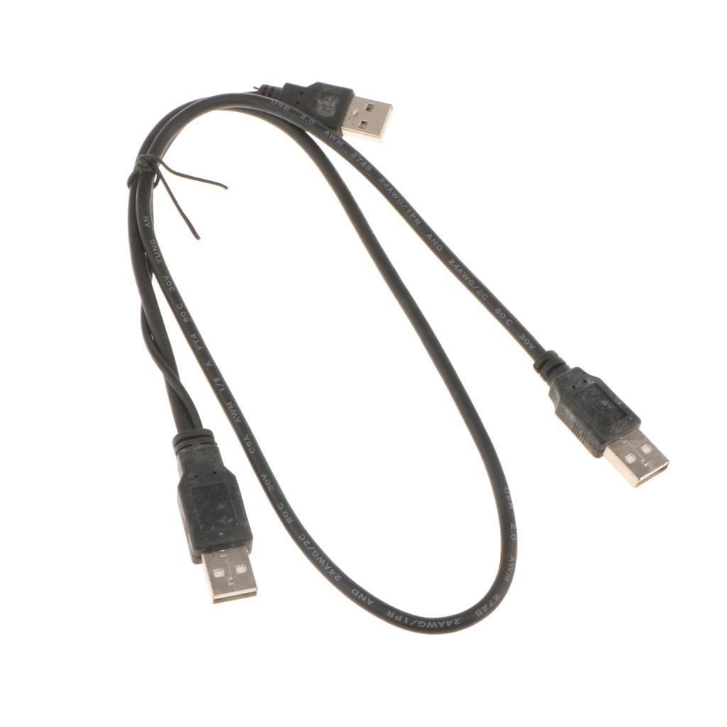 Dual USB 2.0 Male to Standard B Male Y Cable 70cm for Hard Disk Drive