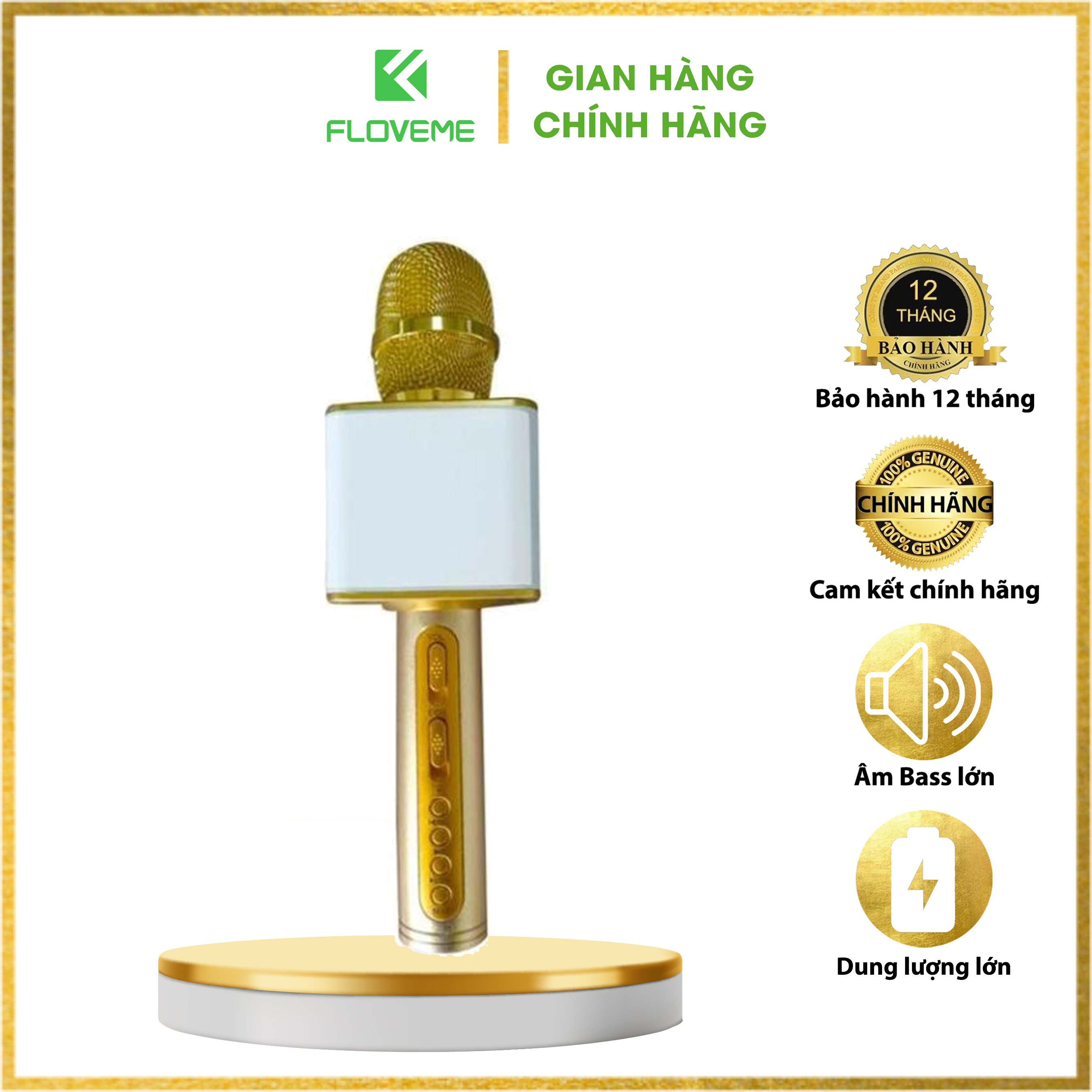 Micro Karaoke Bluetooth Floveme - SD08 Cấm Tay, Kết nối không dây, Âm thanh chân thật, loa to, bass chuẩn, pin 2600mah - Hàng chính hãng