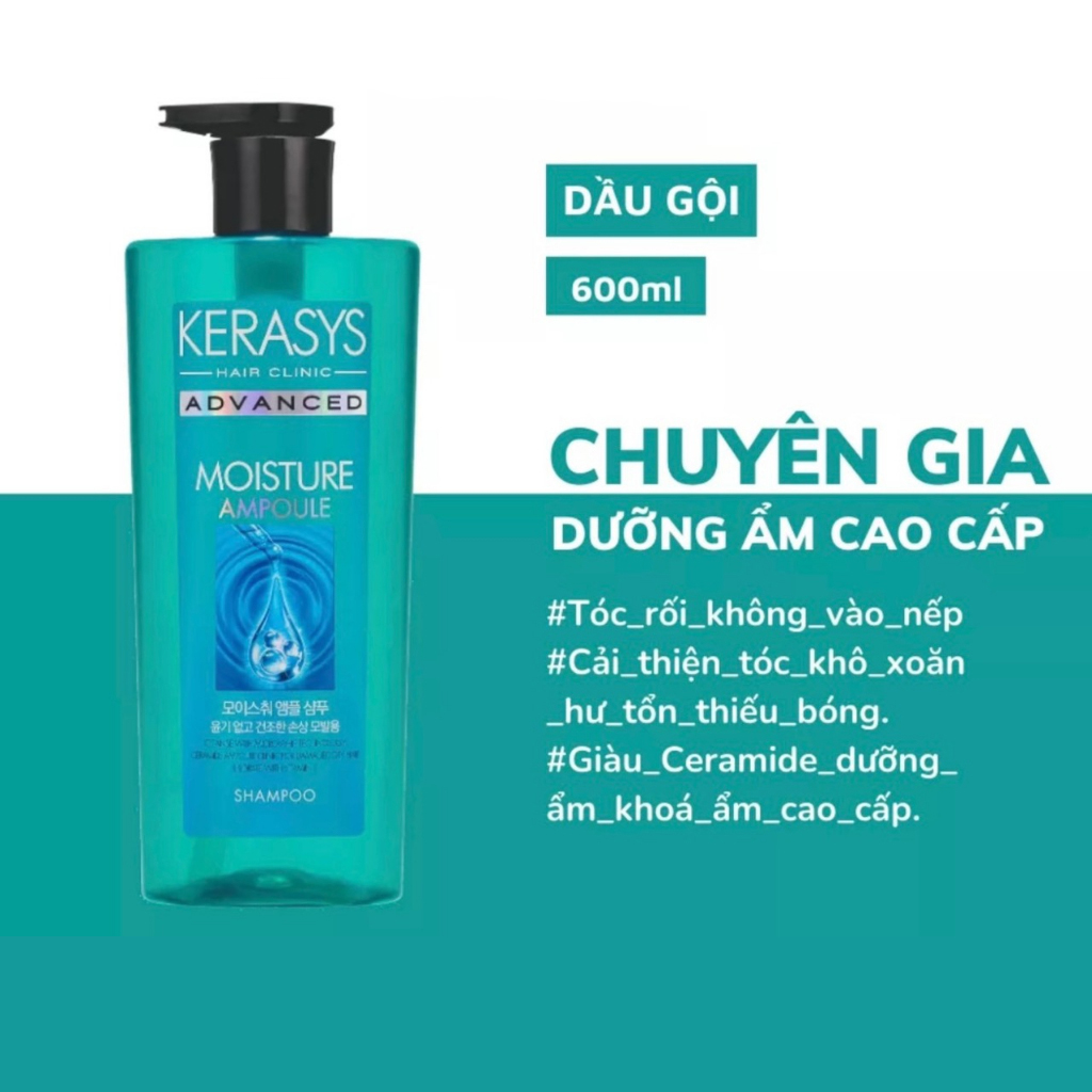 Dầu Gội, Xả Kerasys Advance Giúp Tóc Suôn Mượt , Làm Sạch Da Dầu , Giữa Ẩm , Chăm Sóc Tóc Từ Sâu Bên Trong 600ml