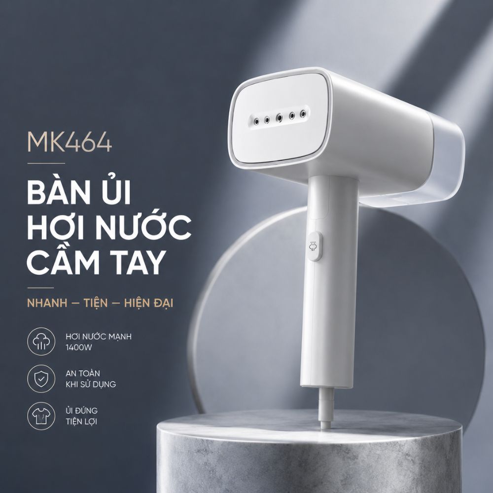 Bàn ủi hơi nước cầm tay Kachi MK464 1400W | Ủi nhanh, nhỏ gọn - hàng chính hãng