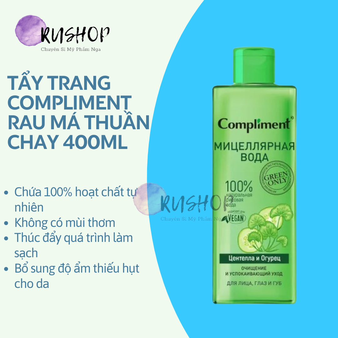 Tẩy trang Compliment RAU MÁ thuần chay 400ml