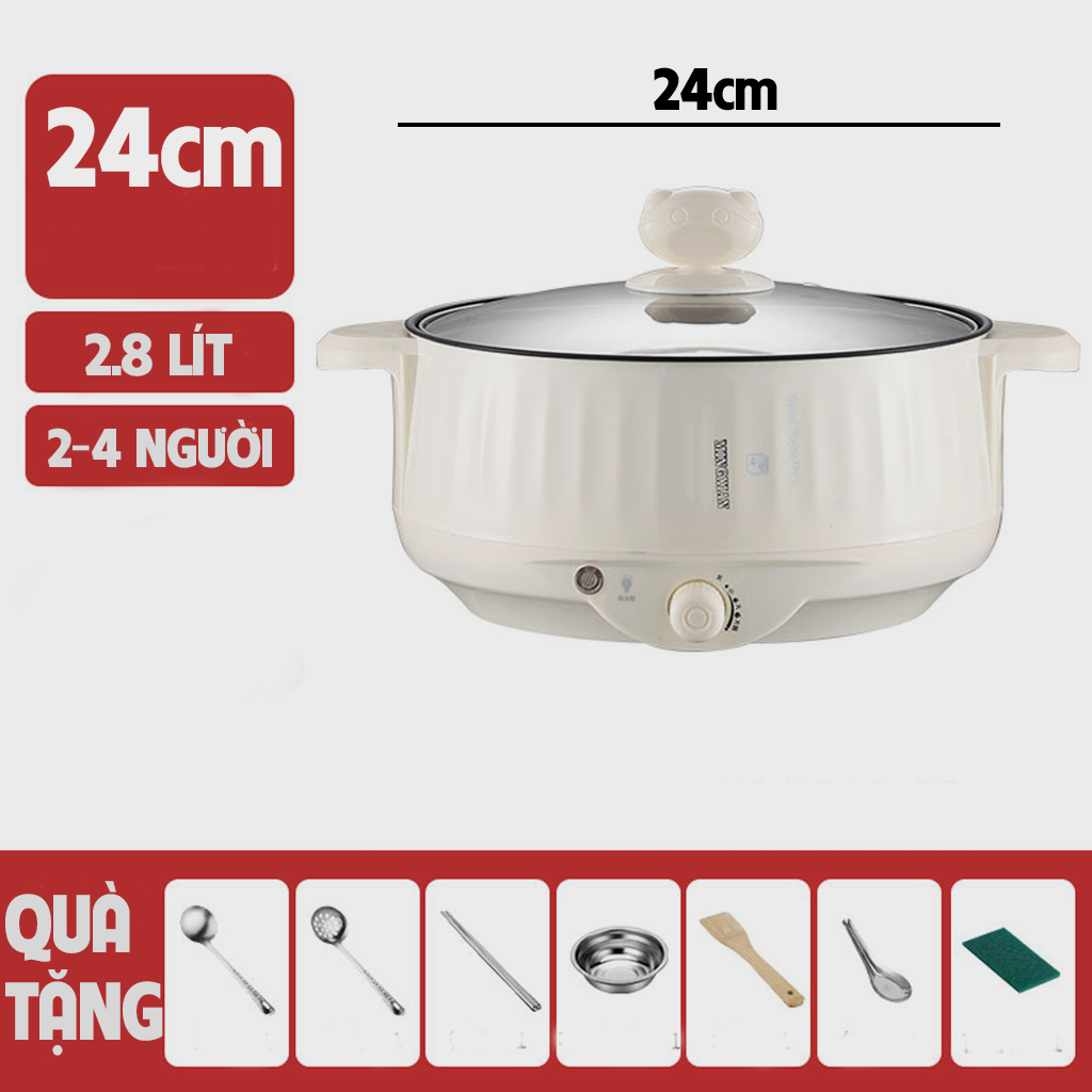 Nồi Lẩu Mini Cắm Điện Đa Năng Có Lớp Chống Dính Teflon Cao Cấp Tặng Kèm 7 Món Siêu Tiện Lợi NL-02