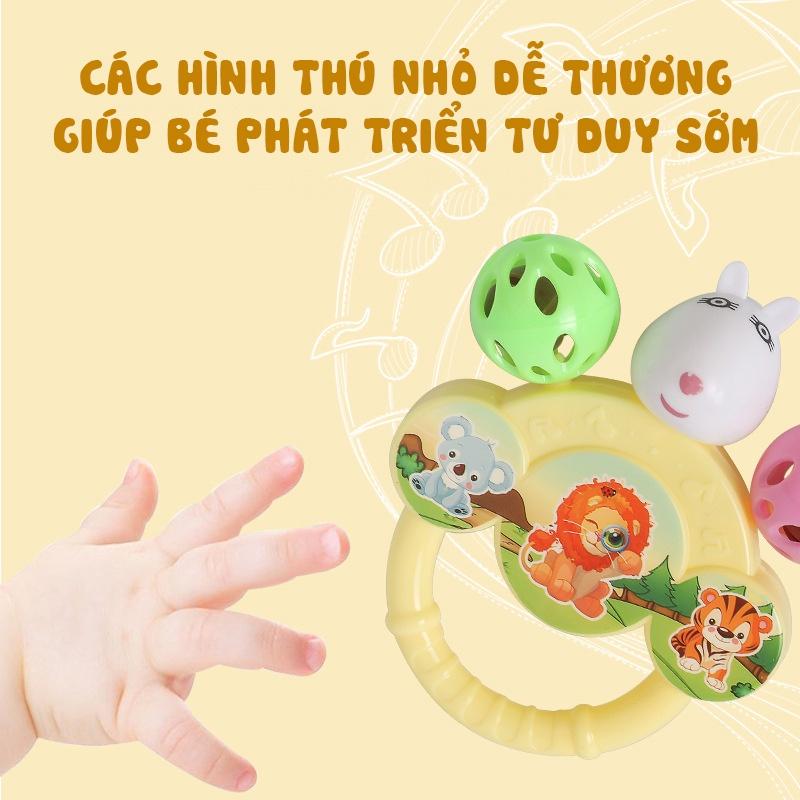 Chuông lục lạc cầm tay 7 món - Trống lục lạc nhiều món hình các nhân vật hoạt hình cực vui nhộn, dễ thương dành cho bé