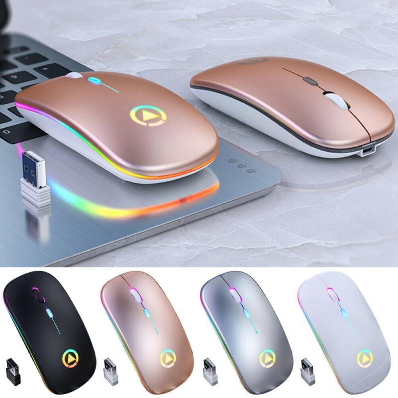 Chuột Không Dây USB Sạc RGB Cho Máy Tính Laptop Máy Tính Im Lặng LED Backlit Công Thái Học Chơi Game Bluetooth Quang