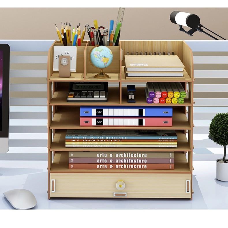 Kệ Tài Liệu Bàn Làm Việc Cao Cấp HV11, Kệ Sách Tiện Lợi, Tặng giá đỡ điện thoại hình thỏ cùng loại.