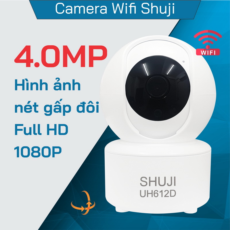 Camera Wifi không dây SHUJI UH612D - Xoay 360 độ - Báo động khi có trộm - Độ phân giải 4.0mp cho hình ảnh nét đẹp gấp đôi Full HD 1080- Hàng chính hãng