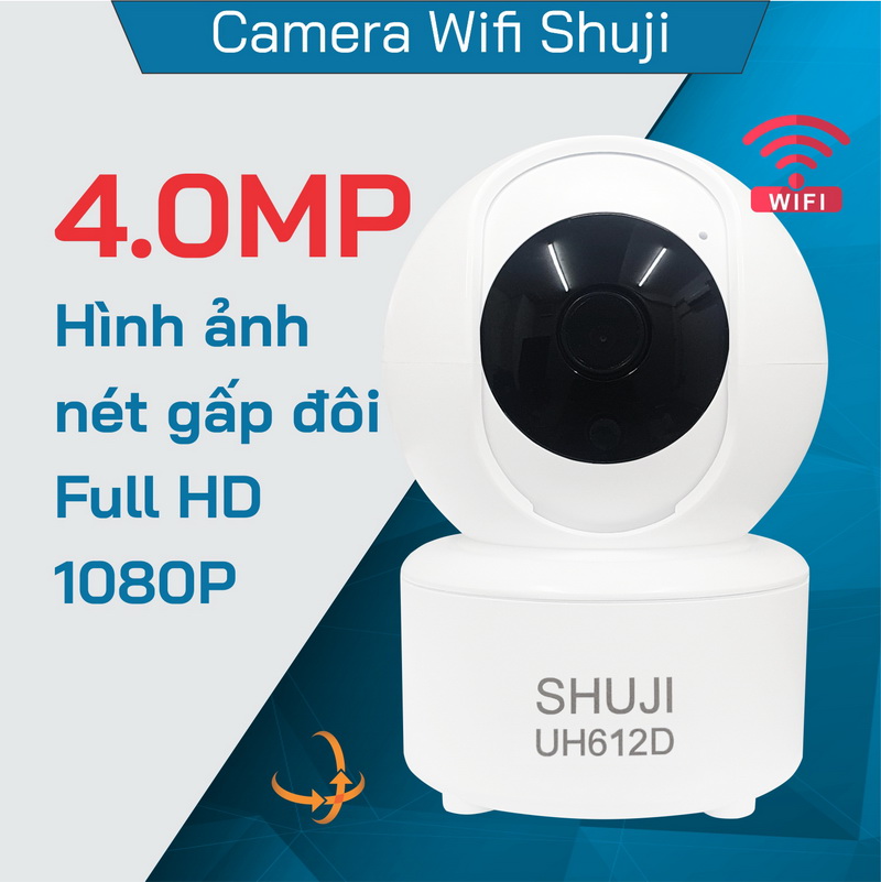 Camera Wifi không dây SHUJI UH612D - Xoay 360 độ - Báo động khi có trộm - Độ phân giải 4.0mp cho hình ảnh nét đẹp gấp đôi Full HD 1080- Hàng chính hãng